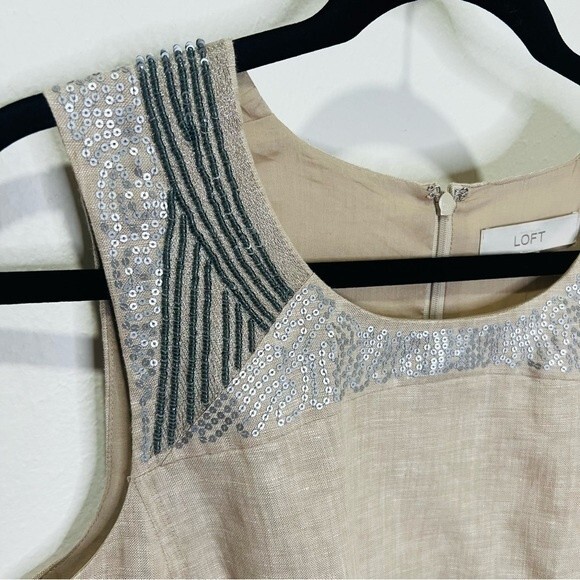NWT Ann Taylor LOFT 100% Linen Sequin Sleeveless Sheath Dress in Women's Sz. 8 - Picture 5 of 12